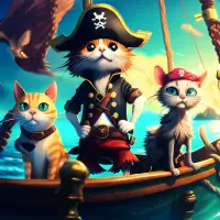 Cats, dogs and rats as pirates in the sea