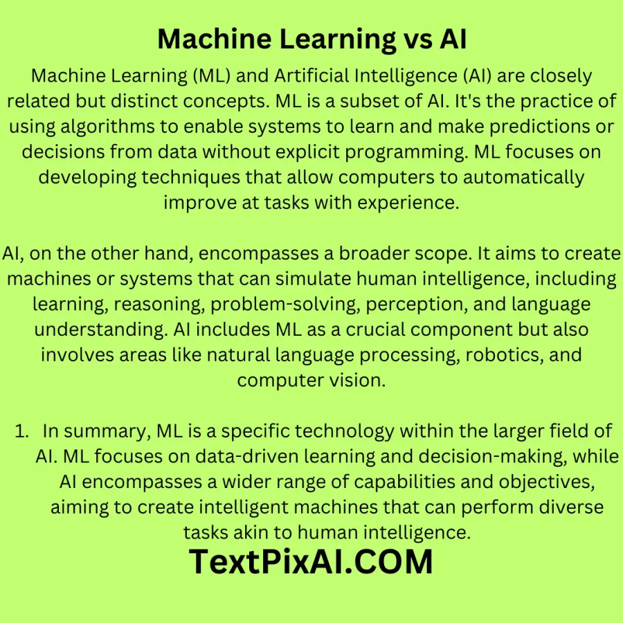 Machine Learning vs AI