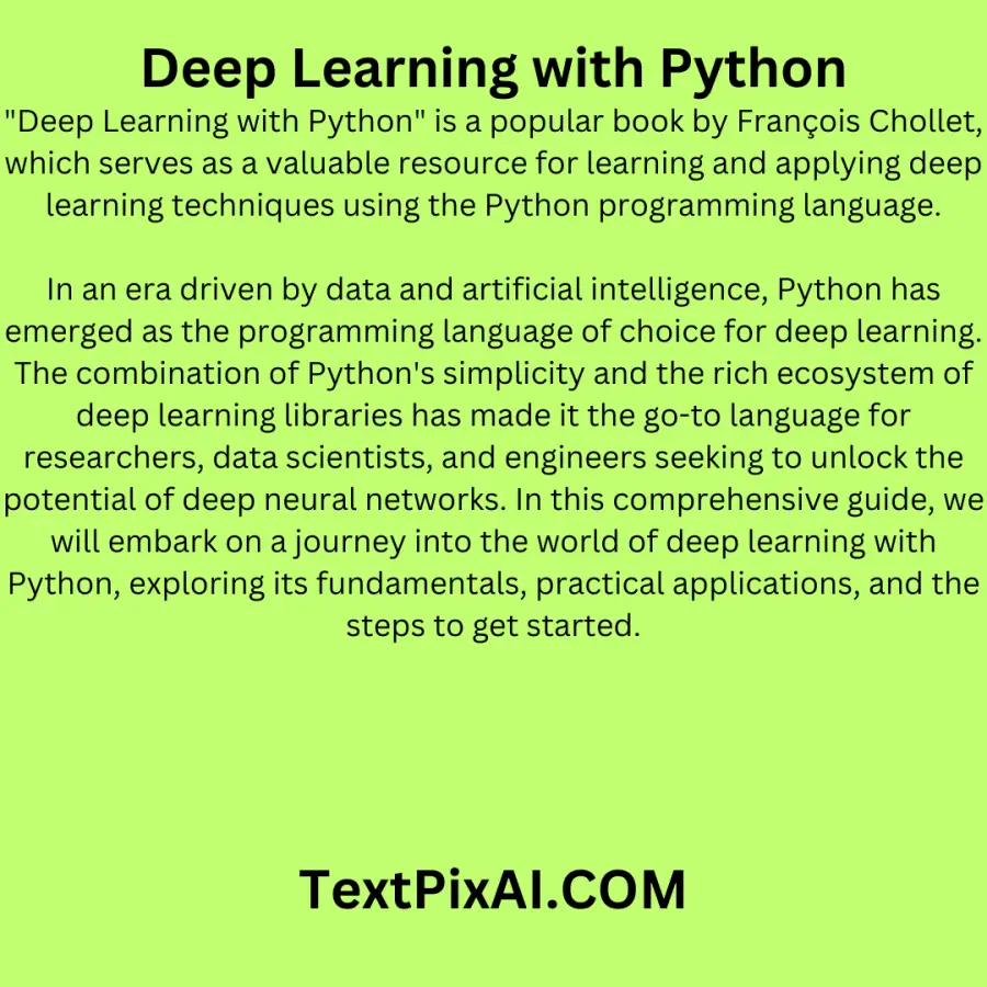 Deep Learning with Python: A Comprehensive Guide